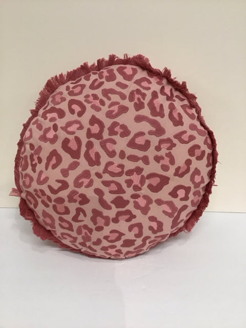 Rd Pink Leopard Print Pillow w/Fringe