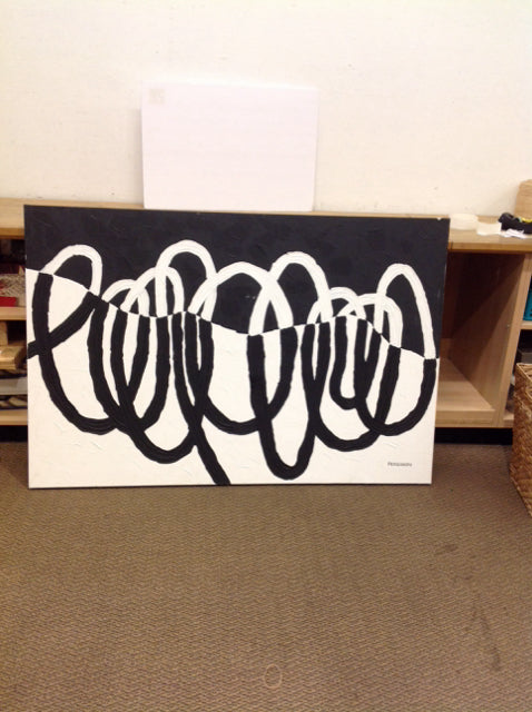 40x60 Gallery Wrapped Black/White Abstract