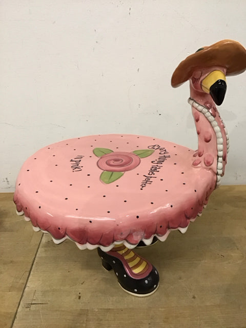 16" Blue Sky Flamingo Cake Plate