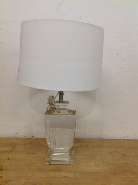 Lead Glass Flat Trophy Shield Lamp w/Shade