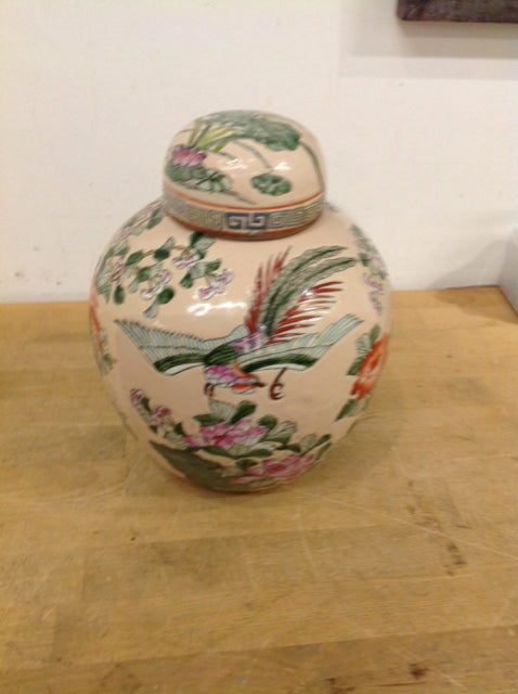 10" Asian Ceramic Floral Ginger Jar