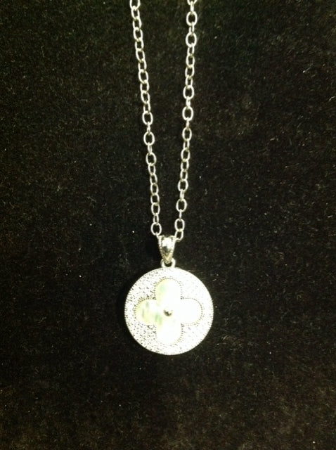 Van Cleef Style Silver MOP w/Paive Necklace