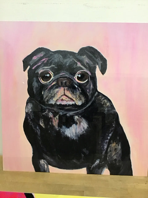 36" Sq. "Gus The Pug" By Amanda Anthony
