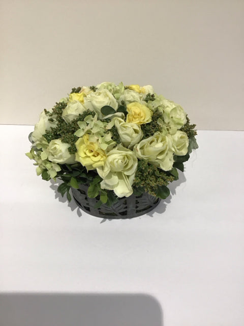 9" Rose Display in Metal Planter