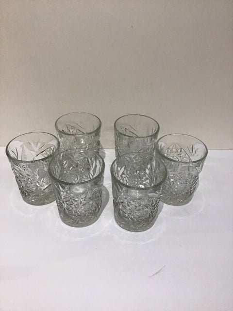 Set/6 Libbey Hobstar Double Old Fashioned Glasses