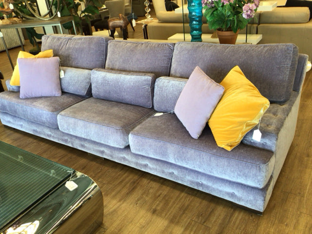 Light Purple Fabric Button Tufted Block Arm Sofa
