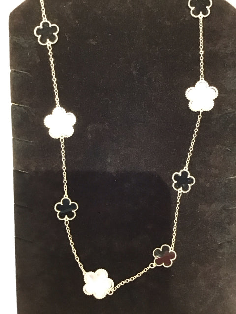 Van Cleef Style 36" MOP & Onyx Necklace