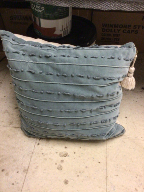Blue & Beige Tassel Pillow