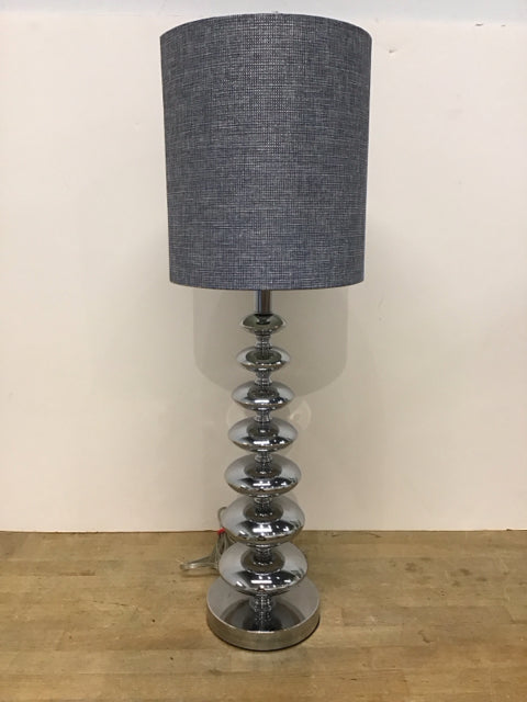28" Stacked Chrome Table Lamp w/Shade