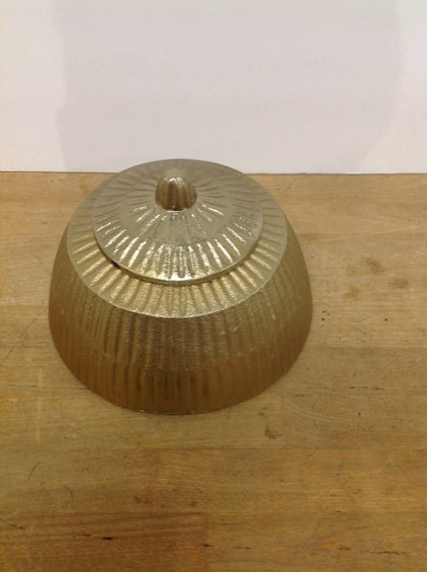5"H Round Gold Metal Canister w/Lid