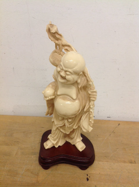 14" Resin Happy Buddah On Stand