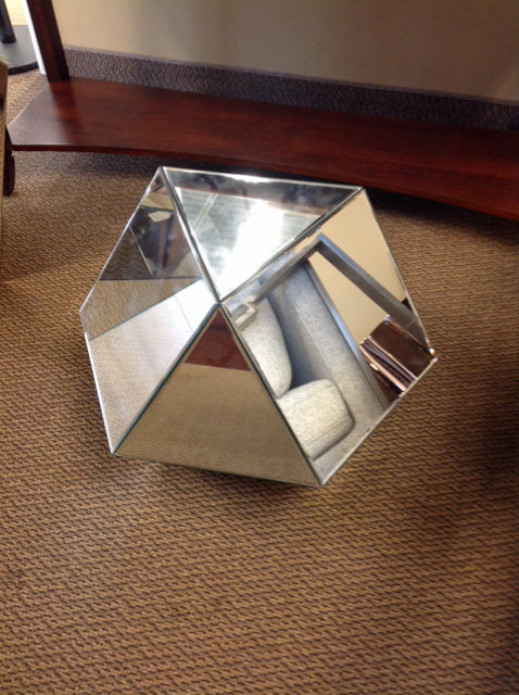 18"H Abstract Mirrored Accent Table