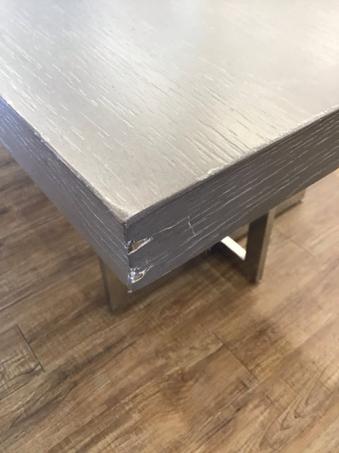 Expandable Grey Wood/Chrome Dining Table