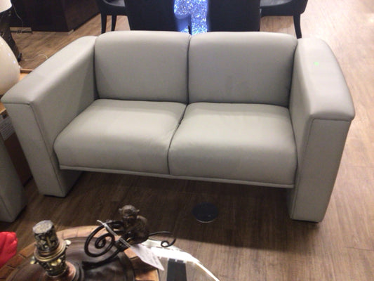 Kron Designs Ponte Grey Leather Loveseat