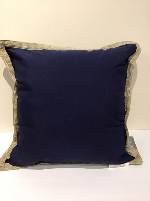 Blue Indoor/Outdoor Pillow w/Tan Wrap