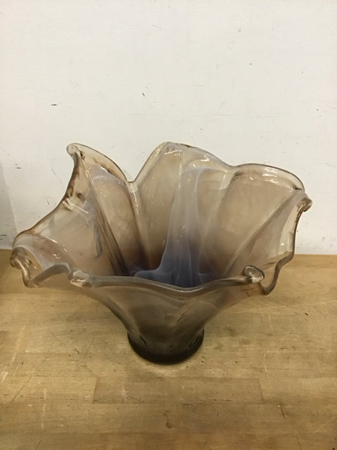 10.5 Grey/Brown Ruffled Shape Vase