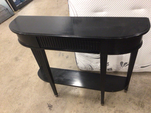 42" AS-IS Sherrill Black One Drawer Wood Demi Console Table(Top Scratched)