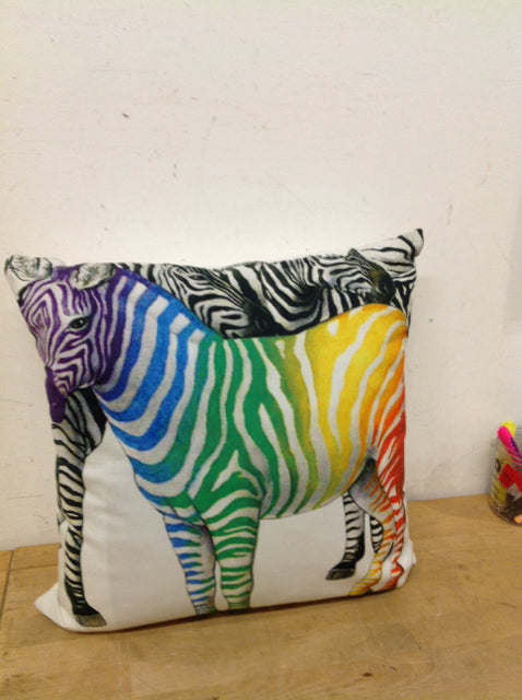 Rainbow Zebra Pillow