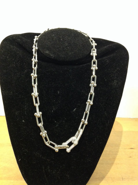 Tiffany Style Silver Paperclip Necklace w/Paive