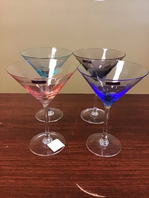 Set Of 4 7.5" Waterford Marquis Polka Dot Martini