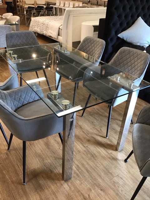Glass/Chrome Rectangular Dining Room Table