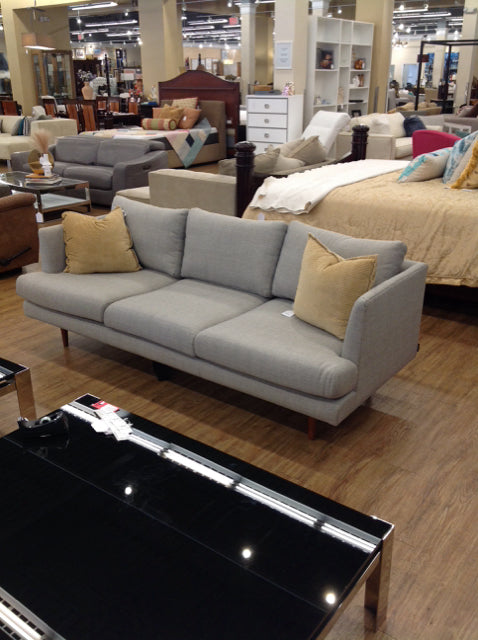 Footed Lt Brown Upholstered Sofa