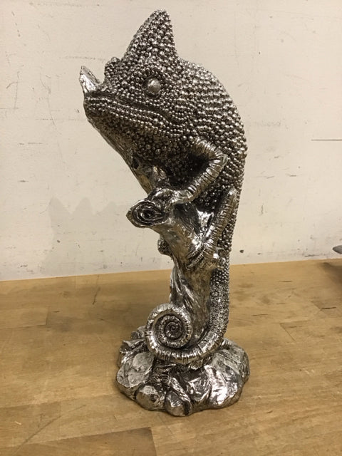 12.5" Silver Chameleon Figurine