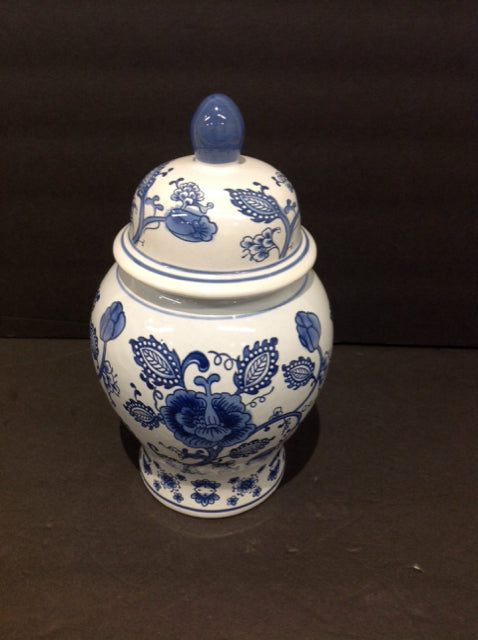 9.5" Blue/White Painted Urn