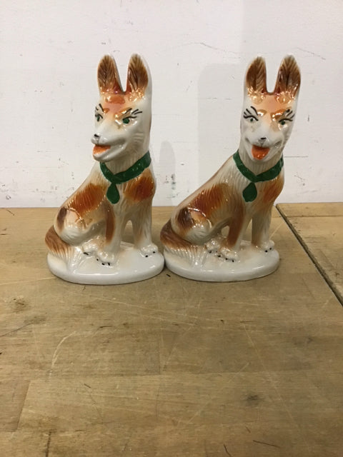 Pair Of 8" Ceramic German Shepard Figurines