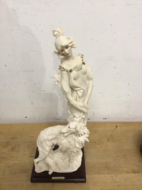 14.5" Giuseppi Armani Lady With Borzoi Figurine