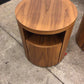 21.5" H x 19" AS-IS Angel Cerda Round Walnut Nightstand( Round Mark On Top)