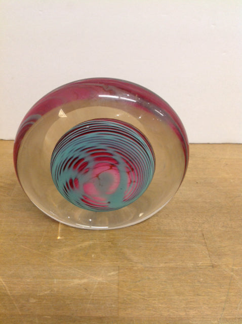 Art Deco Round Glass Paperweight
