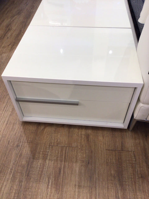 Modani Lea White Lacqured Two Drawer Nightstand