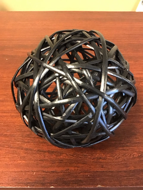 5" Black Wicker Decorative Orb