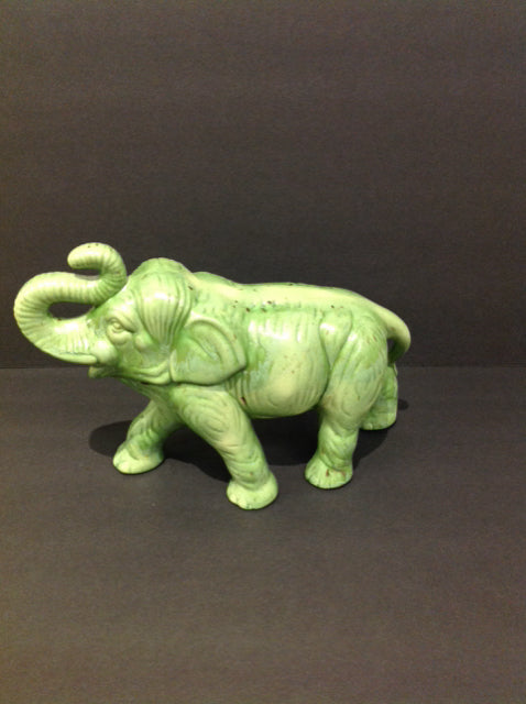 11" Green Ceramic Elephant