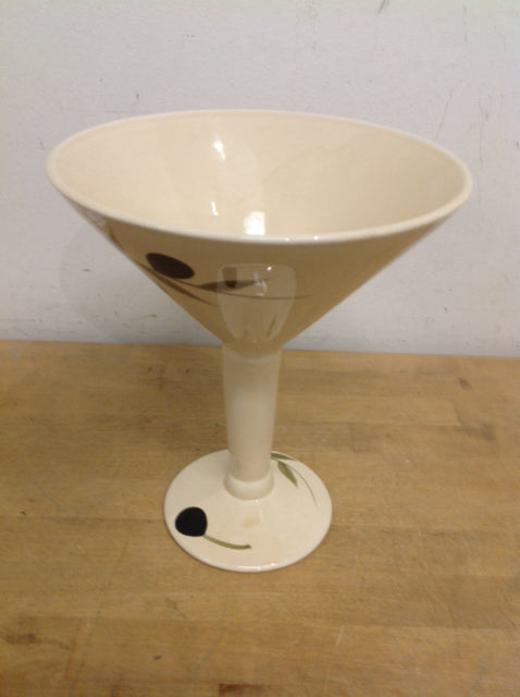 10" Footed Ceramic Olive Bowl