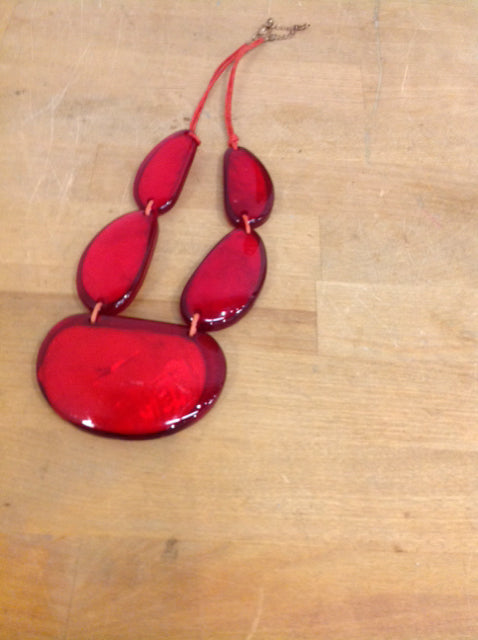 Necklace- Red Glass Stones