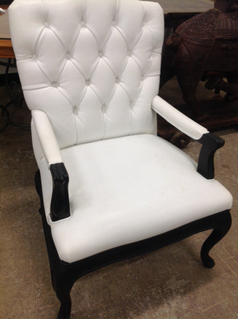 White & Black Wood Accent Chair