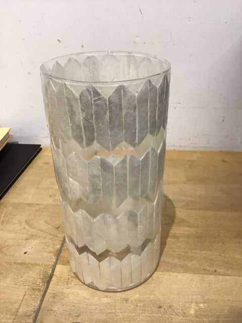 10" Pearl/Glass Cylinder Vase