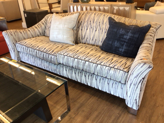 Grafton Furniture Custom Grey Pattern Fabric Sofa W/2 Pillows
