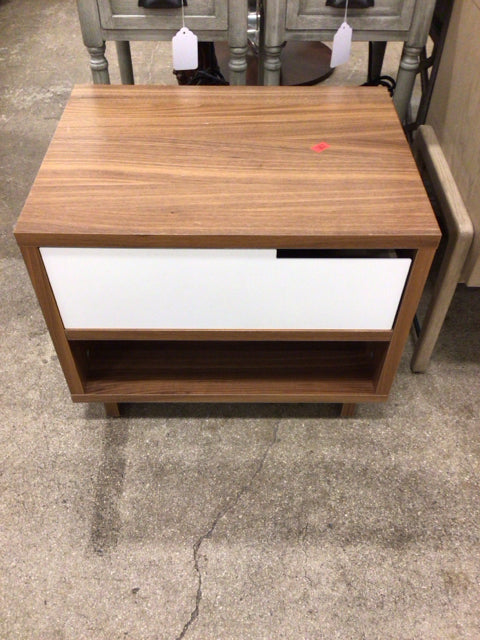 AS-IS Wood White One Drawer Nightstand