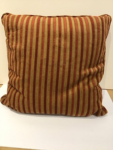Gold/Red Chenille Stripe Down Fill Pillow