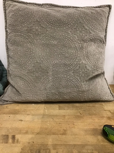 24" PB Medallion Gray Velour Pillow