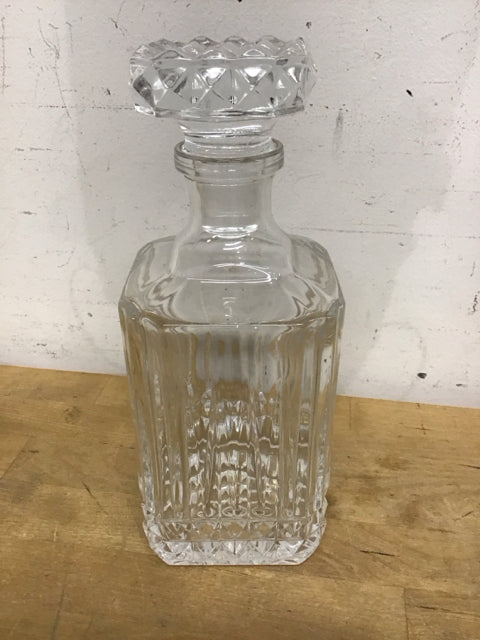 9" Vintage Square Cut Glass Decanter