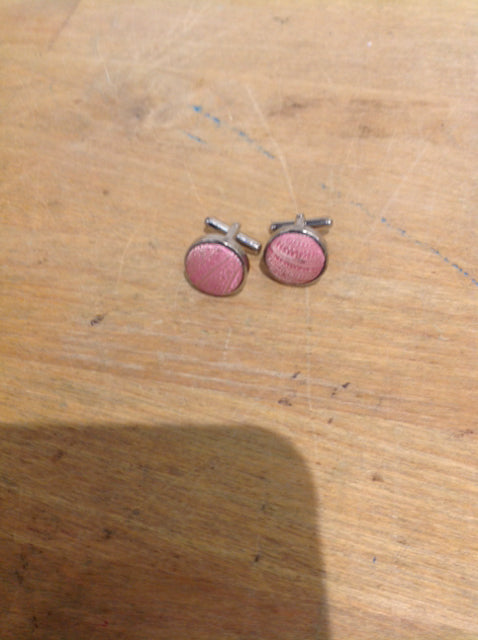 Men's- Pink & Silver Cuff Links