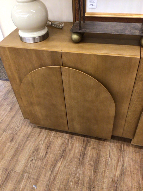 31.5" X 30.6" Nathan James Wood Mid-Century Arched Storage Cabinet Light Brown