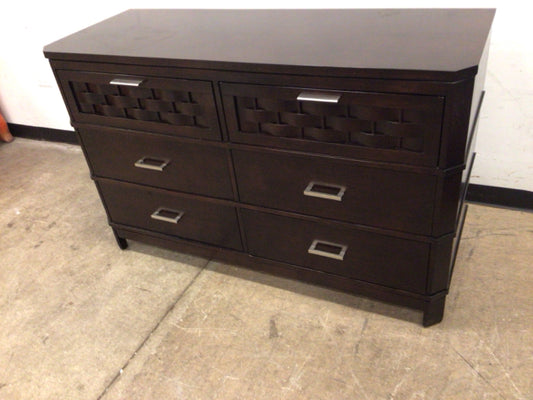 Dark Wood Six Drawer Dresser