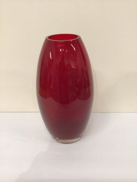 12" Red Crystal Vase
