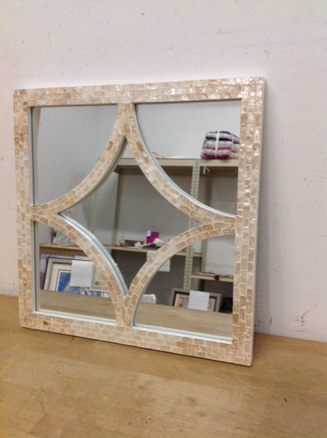 18" Sq White Mother of Pearl Mirror