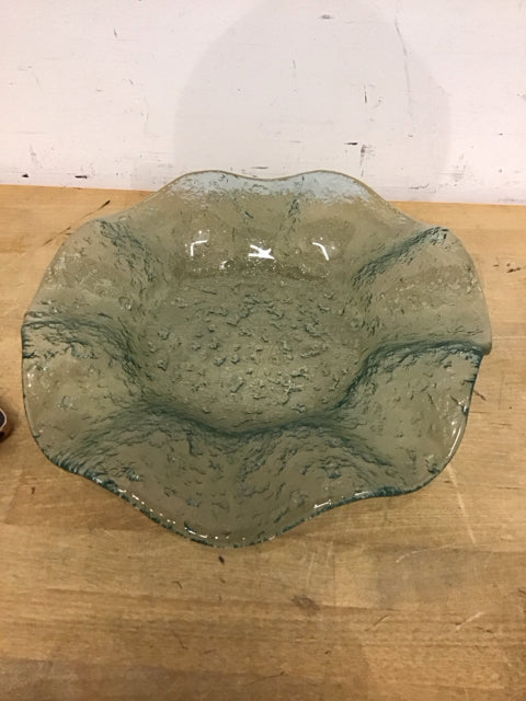 13" Green Art Glass Bowl